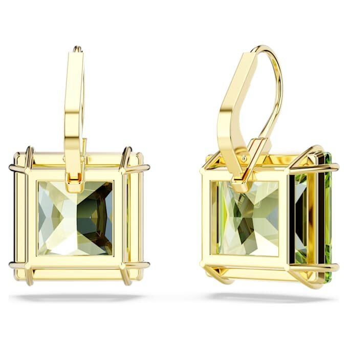 Millenia Drop Earrings Square Cut, Green, Gold-Tone Plated Millenia Drop Earrings Square Cut, Green, Gold-Tone Plated