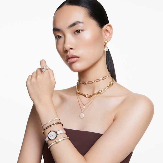 Numina Bangle Round Cut, White, Gold-Tone Plated Numina Bangle Round Cut, White, Gold-Tone Plated