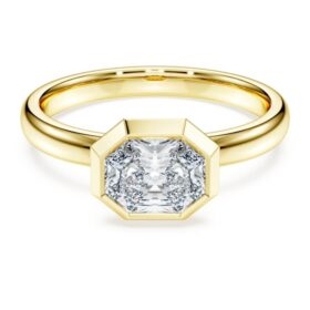 Octagon Bezel Ring Lab-Grown Diamonds 1.0 Ct Tw, Octagon Shape, 14K Yellow Gold