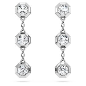 Octagon Drop Earrings Lab-Grown Diamonds 0.6 Ct Tw, Round Shape, Sterling Silver