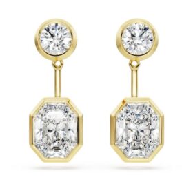 Octagon Earring Jackets Lab-Grown Diamonds 7.70 Ct Tw, Mixed Shapes, 18K Yellow Gold