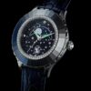 Octea Moon Watch Swiss Made, Moon, Leather Strap, Blue, Stainless Steel