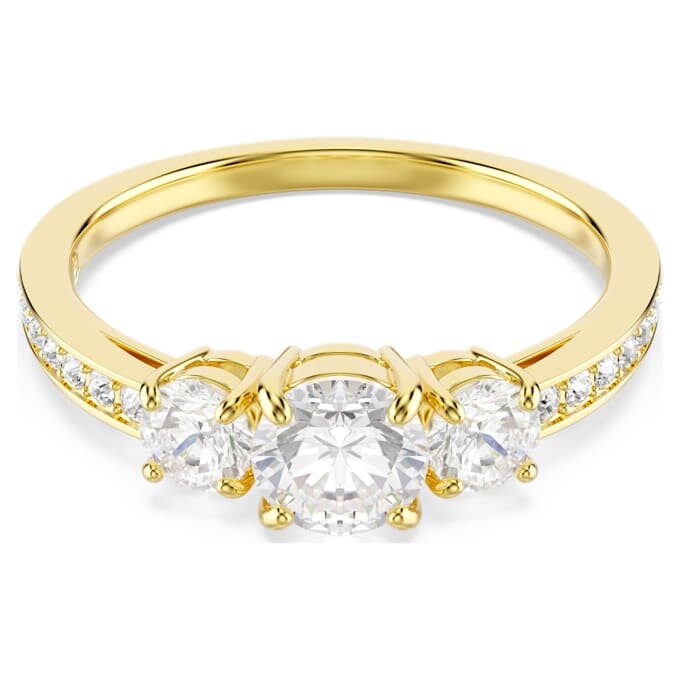 Stilla Attract Ring Round Cut, White, Gold-Tone Plated Stilla Attract Ring Round Cut, White, Gold-Tone Plated