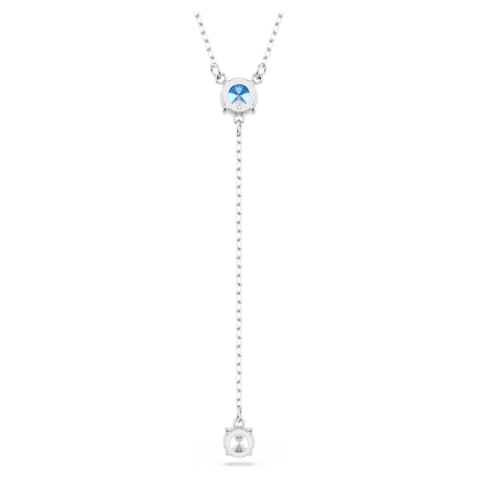 Stilla Attract Y Necklace Round Cut, Blue, Rhodium Plated Stilla Attract Y Necklace Round Cut, Blue, Rhodium Plated