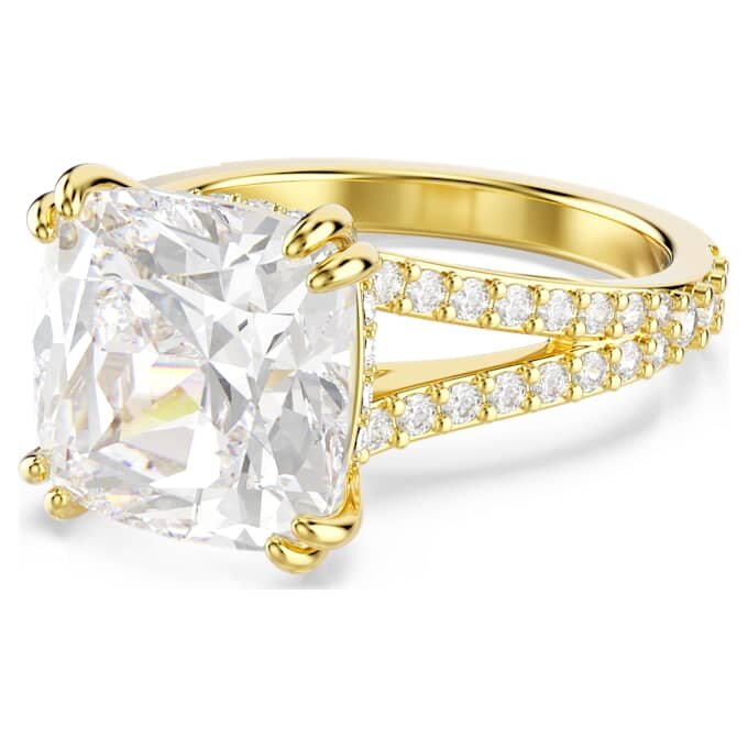 Stilla Cocktail Ring Square Cut, Pavé, White, Gold-Tone Plated Stilla Cocktail Ring Square Cut, Pavé, White, Gold-Tone Plated