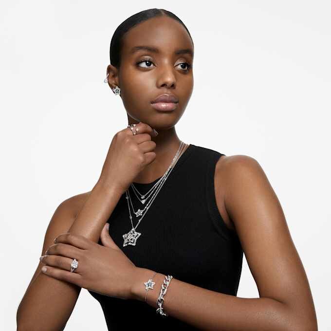 Stilla Cocktail Ring Square Cut, Pavé, White, Rhodium Plated Stilla Cocktail Ring Square Cut, Pavé, White, Rhodium Plated