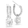 Stilla Drop Earrings Round Cut, White, Rhodium Plated