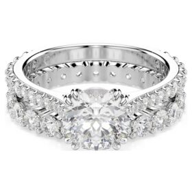 Stilla Ring Set (2), Round Cut, White, Rhodium Plated