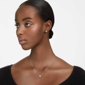 Stilla Set Round Cut, White, Rhodium Plated