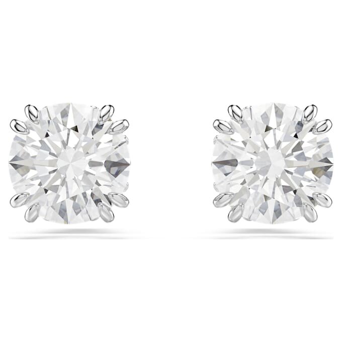 Stilla Stud Earrings Round Cut, White, Rhodium Plated Stilla Stud Earrings Round Cut, White, Rhodium Plated