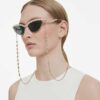 Sunglasses Cat-Eye Shape, Chain, Gray