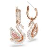 Swan Drop Earrings Pavé, Swan, Pink