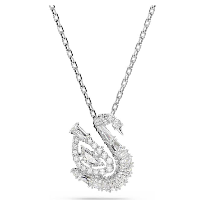 Swan Pendant Mixed Cuts, Swan, White Swan Pendant Mixed Cuts, Swan, White