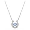 Symbolica Pendant Round Cut, Pavé, Horse Shoe, Blue, Rhodium Plated