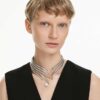 The Vienna Collection Choker Feather, White, Ruthenium Plated The Vienna Collection Choker Feather, White, Ruthenium Plated