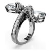 The Vienna Collection Open Ring Feather, White, Ruthenium Plated The Vienna Collection Open Ring Feather, White, Ruthenium Plated