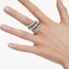The Vienna Collection Ring Swan, White, Ruthenium Plated