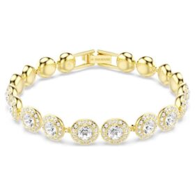 Una Angelic Bracelet Round Cut, Pavé, Medium, White, Gold-Tone Plated Una Angelic Bracelet Round Cut, Pavé, Medium, White, Gold-Tone Plated