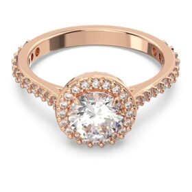 Una Angelic Cocktail Ring Round Cut, Pavé, White, Rose Gold-Tone Plated