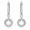 Una Angelic Drop Earrings Round Cut, Pavé, White, Rhodium Plated