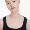 Una Angelic Necklace Round Cut, Double Sided Motifs, White, Rhodium Plated