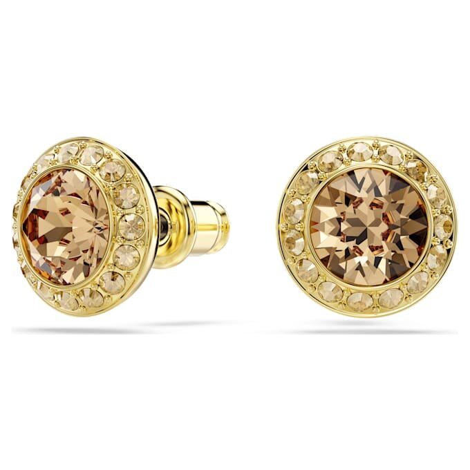 Una Angelic Stud Earrings Round Cut, Caramel, Gold-Tone Plated Una Angelic Stud Earrings Round Cut, Caramel, Gold-Tone Plated