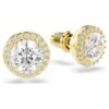 Una Angelic Stud Earrings Round Cut, Gold Tone, Gold-Tone Plated