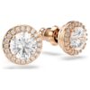 Una Angelic Stud Earrings Round Cut, Pavé, White, Rose Gold-Tone Plated