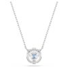 Una Necklace Round Cut, Blue, Rhodium Plated