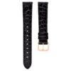 Watch Strap 16 Mm (0.63″) Width, Leather with Stitching, Black, Rose Gold-Tone Finish