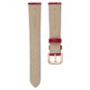 Watch Strap 16 Mm (0.63″) Width, Leather with Stitching, Red, Rose Gold-Tone Finish